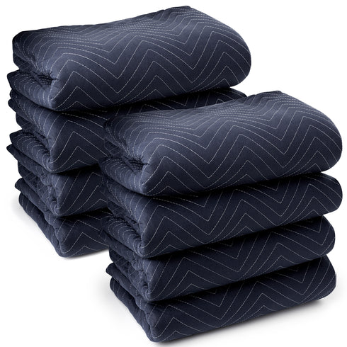 8pk - 80 x 72-in Moving and Packing Blankets - Blue and Black